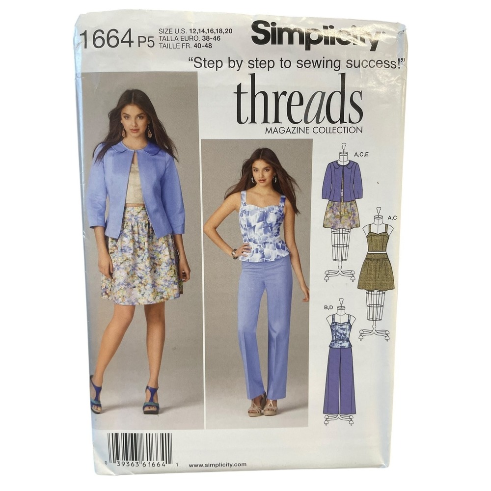Simplicity 1664 Misses Jacket Top Pants Skirt Size 12-20 Sewing Pattern
